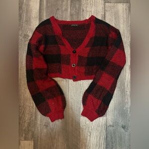 plaid crop sweater